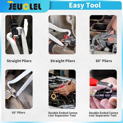 3PCS Professional Electrical Disconnect Pliers for Cars‌, Automotive Electrical Connector Separator Tool, ‌Electrical Plug Pliers‌ & ‌Connector Removal Tool‌ Kit, Push Tab Style Plugs - size: 3Pcs（Black）