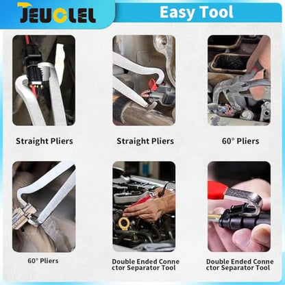 3PCS Electrical Disconnect Pliers, Electrical Connector Separator | Auto Pliers, Hose Clam, Terminal Removal, Fuel Line Disconnect, Connector Removal Tool‌, ‌Electrical Plug Pliers‌ Tool‌ Kit - size: 3Pcs（Black）