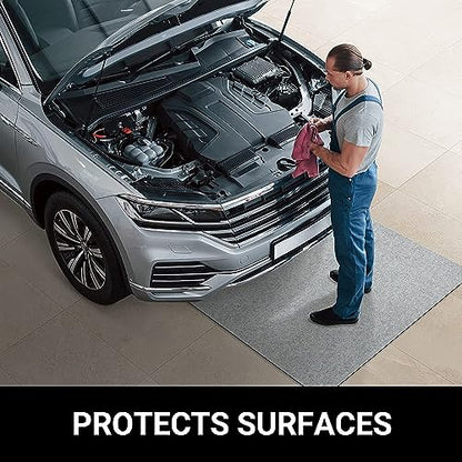 10L0L Golf Cart Garage Floor Mat 8.85x5.0 ft Oil Absorbent | for Yamaha EZGO Club Car water-resistant rubber backing; slip-resistant; cuttable; washable