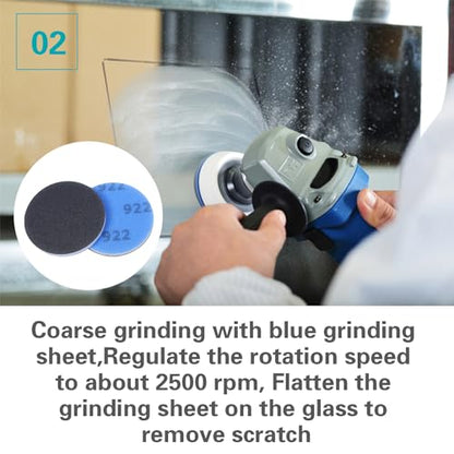 Glass Repair Kit Grinding Polishing Abrasive Disc Mesh Net Sanding Pads Kit for Glass Scratch Removal 4 inch 3Pcs/Pack - style: 4inch