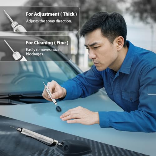 FIRSTINFO H5136 Windshield Washer Spray Nozzle Cleaner Needle | Corrosion Blockage Removal Tool, Two Needle Sizes, Portable Pocket-Size, Made in Taiwan