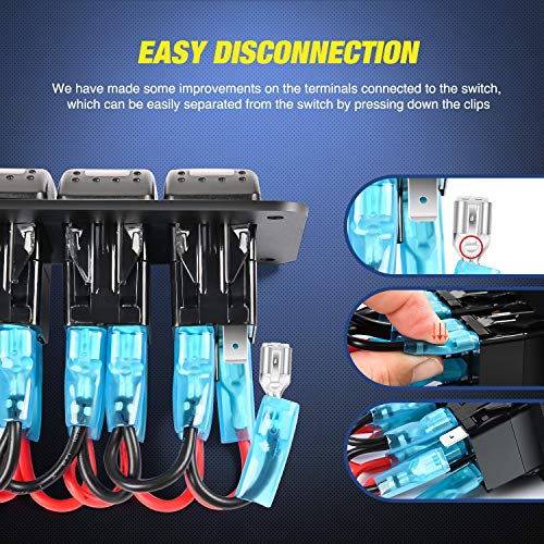 Nilight 16AWG LED Light Bar Wiring Harness Kit 12V On/Off 3 Gang LED Pod Lights Rocker Switch Panel Power Relay Fuse 5Pin Toggle for Cars Boat ATV Trucks-6 Leads - color: 3Gang Rocker Switch 16AWG Wiring Harness