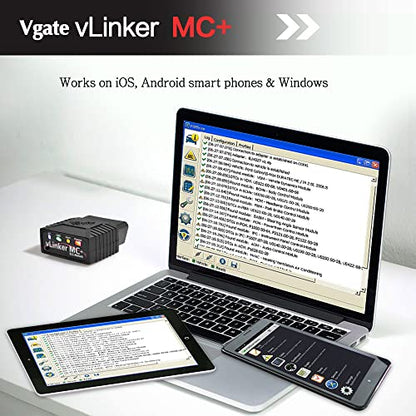 Vgate vLinker MC+ Bluetooth OBD2 Car Diagnostic Scan Tool for iOS, Android, Windows - size: vLinker MC+ BLE4.0 - Android, iOS & Windows