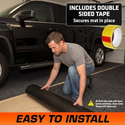 Armor All Garage Floor Mat (17' x 7'4"), Waterproof Garage Flooring, Absorbent, Premium Oil Spill Resistant Garage Pad, Durable, Protects Surfaces (Includes Double Sided Tape) (USA Made) - size: 17' x 7'4" (Rectangular)