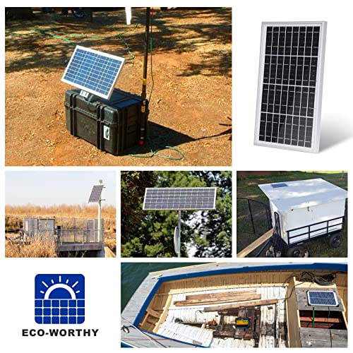 ECO-WORTHY 10W Solar Panel Battery Charger Portable for Charging 12V Battery or Vehicle Gate Opener,Electrical Fence Chicken Coop Lawn Tractor Boat - size: 10W