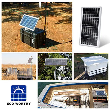 ECO-WORTHY 10W Solar Panel Battery Charger Portable for Charging 12V Battery or Vehicle Gate Opener,Electrical Fence Chicken Coop Lawn Tractor Boat - size: 10W