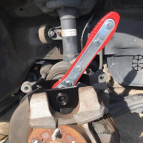 G-PLUS 360° Brake Caliper Press Tool with 2 Groups Steel Plates,4 in 1 Universal Disc Ratchet Brake Caliper Tool,Ratchet Piston Spreader Automotive Tools Car Brake Repair & Instalation Red - color: Red(Seller delivery)