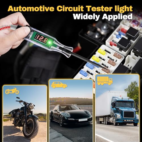 Enhanced Automotive Test Light, 3V-48V Digital Fuse Tester with Automatic Bidirectional Voltage Tester, Portable Design, and Precise Voltage Measurement for Car, RV, and Truck