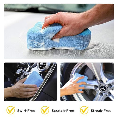 Autocare 10 Pack Car Wax Applicator Pad Rectangle Foam Premium Grade Microfiber Applicator Pads