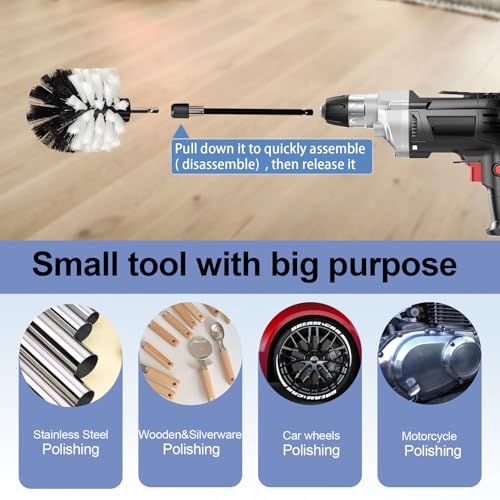 Neeki 14pcs Buffing Polishing Wheel Kit for Dill with Extension Rod | Multi-Specification Polishing Wheel Kit with Polishing Compound, Soft Drill Brush,1/4 Hexagonal Shank,for Metal,Aluminum,etc