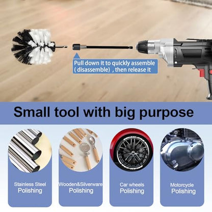 Neeki 14pcs Buffing Polishing Wheel Kit for Dill with Extension Rod | Multi-Specification Polishing Wheel Kit with Polishing Compound, Soft Drill Brush,1/4 Hexagonal Shank,for Metal,Aluminum,etc
