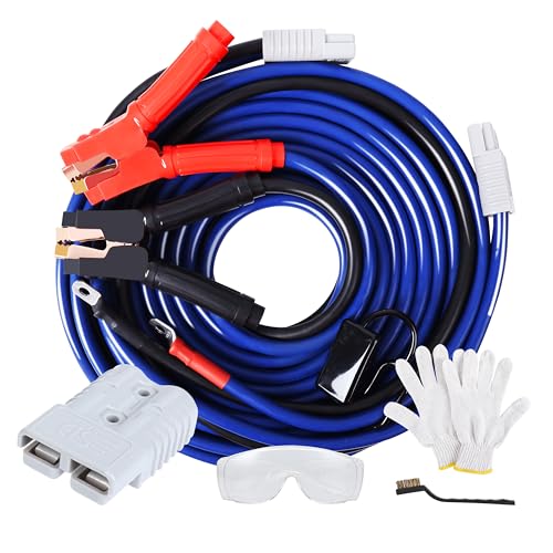 SAFEMATE 0 Gauge 30FT Heavy Duty Jumper Cables for Diesel Trucks, Pickup & SUV – 1000A Booster Cable with Quick Connect Plug, Tangle-Free, Carry Bag – 12V/24V - size: 0 Gauge - 30 Feet