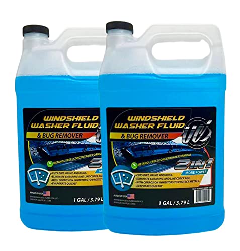 UCS 2-in-1 Windshield Washer Fluid 2-Pack (1 Gallon Each, 256 fl oz Total) – Ready to Use, Streak-Free Formula, All-Weather Cleaning, Removes Bugs, Dirt & Road Grime – Premium Windshield Cleaner - color: Blue, size: 128 Fl Oz (Pack of 2)