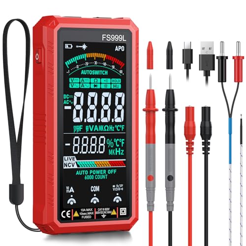 6000 Counts Smart Digital Multimeter,USB Rechargeable,Color LCD Screen | Smart auto/manual multimeter,AC/DC voltage current,NCV safety,capacitance frequency temperature,True RMS,home and car repair