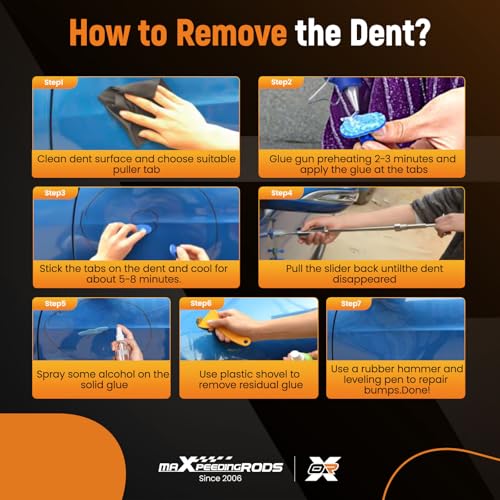 maXpeedingrods Car Dent Puller Dent Removal Kit, 2 in 1 Slide Hammer T Bar Dent Puller, Paintless Auto Body Dent Repair Tool, for Car Motorcycle Refrigerator, 43PCS - size: 43 PCS
