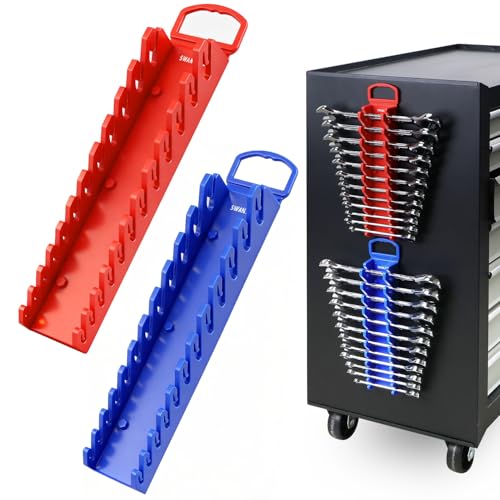 SWANLAKE 2-Piece Magnetic Wrench Organizer Toolbox Holder, SAE (1/4'' to 15/16''), Metric (6mm to 24mm) Ratchet Wrench Organizers, Total Hold 24 Slots Wrenches Holder for Tool Box - style: 24-Slot
