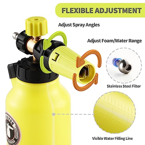 Realyou Foam Cannon for Pressure Washer up to 4500 PSI, Premium Foam Sprayer with Easy Foam Dispensing, Car Wash Sprayer with 1 Liter Bottle - color: Gray