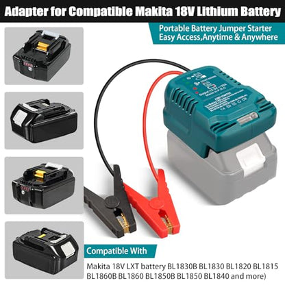 Jump Starter Adapter for Makita 18V Li-ion Battery Powered with Jumper Cable Clamps Portable Car Charger Jump Starter(Battery Not Included) - style: For Makita