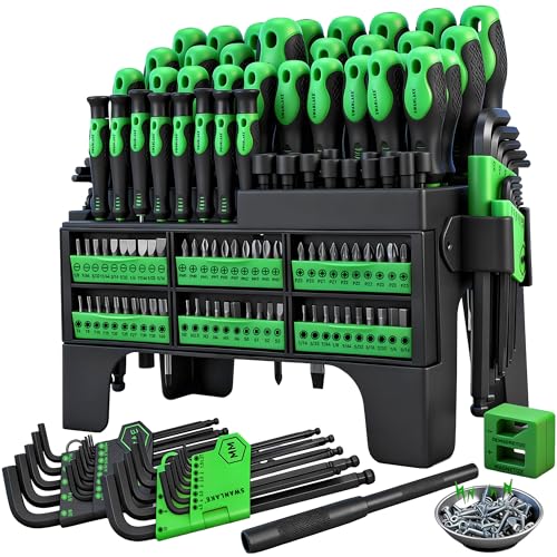 141-Piece Magnetic Screwdriver Set with Plastic Rack, Torx/Slotted/Phillips Precision Screwdrivers, SAE & Metric Hex Key Kit, Ratchet Handle & Screwdriver Bits, DIY Tools for Gift - style: 141-Piece Magnetic Screwdriver Set