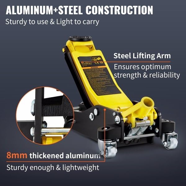 3 Ton Low Profile Garage Floor Jack, Aluminum & Steel Racing Jack, Dual Pump Quick Lift for Cars & Suvs Car Jack, Dual Pump Jack, Floor Jack, Hydraulic Garage Jack