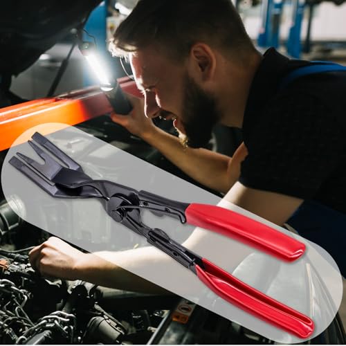 1PCS Car Clip Pliers Tool, Panel Clip Pliers Set Fastener Remover, Auto Retainer Clip Trim Rivet Removal Tool, Auto Door Car Upholstery Trim Clip Removal Tool (Red) - color: Red