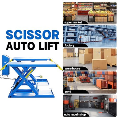 8000lbs Lifting Capacity Mid-Rise Scissor Lift, Portable Car Lift with Air Unlock, ME-8XP-110V Pneumatic Release Mid Rise Lifts Automotive Car Lift Jacks for SUVs, Trucks & Light Duty Vehicles