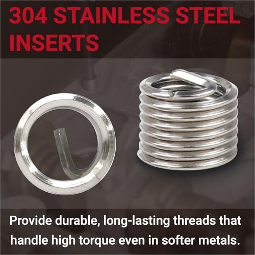 M10×1.25 Helicoil Thread Repair Kit, Thread Repair Tool with HSS Drill Bit & Thread Inserts, Metric Thread Repair Installation Kit for Rethreading Internal Threads with Carry Case