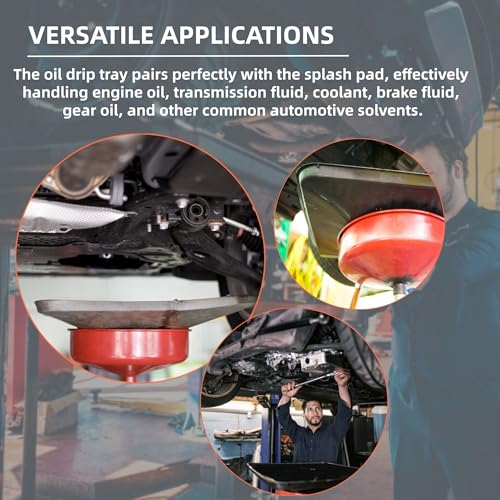 Transmission Drain Pan Kit – Compatible with Lisle 17892 – Includes Oil Change Pan & 2 Pcs 22" No-Spill Splash Pads – Heavy-Duty No-Spill Plastic Oil Change Tray for Car, Truck, Garage Use - color: 1 Pcs Pan + 2 Pcs Pads