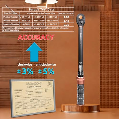 Torque Wrench 3/8-Inch Drive Dual Range Scales 10-110 Ft-Lb/13.56-149.14Nm, ±3% Precision, 72 tooth Dual-direction Torque Wrenches for Bike, Motorcycle and Car Repair - size: 【3/8-Inch DR.10-110 FT.LB】