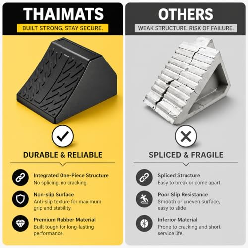 Rubber Wheel Chocks 4-Pack Heavy Duty L:10xW:7xH:6in | Durable rubber nonslip prevents rolling. For trailers RVs trucks cars campers Easy. - size: L:10x W:7x H:6(4pc)
