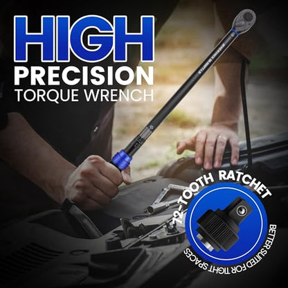 1/2-Inch Drive Click Torque Wrench, 30-300 ft-lb (40.7-406.8 Nm), ±3% Accuracy 72-Tooth Dual-Direction Ratchet, Mechanical Hand Tool for Lug Nuts, Tire Change, Truck & Auto Maintenance - size: 1/2" DR.『30-300 FT.LB』