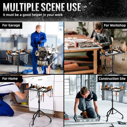 Rolling Tool Utility Cart with Wheels, Work Bench for Garage with Magnetic Tray Mechanic Tool Organizer Rolling Tray Storage Tool Cart