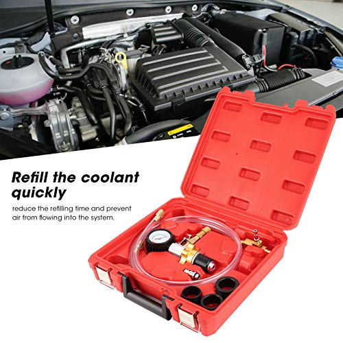 Coolant Refill Kit, Vacuum Coolant Refill Tool, Car Radiator Coolant Refill Purging Kit Fast Connector Evacuate Leaks Test Vacuum Cooling System