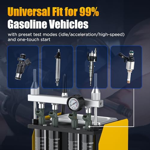 AUTOOL Fuel Injector Cleaner Tester Machine, Ultrasonic Fuel Injection Cleaner 4 Cylinder for Gasoline Injectors, Digital Display, 3 Cleaning Functions 10 Test Modes