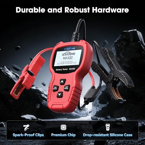 MA500 Car Battery Tester, 9V - 30V Digital Automotive Alternator Meter Diagnostic Tool 100-2000 CCA Load Capacity Auto Charging & Cranking Analyzer for Car Truck Motorcycle Boat RV ATV Yacht