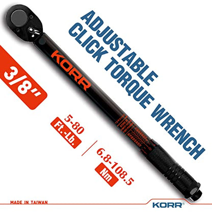 KORR Tools KTW002 3/8-Inch Drive Click Torque Wrench (5-80 ft.-lb.)
