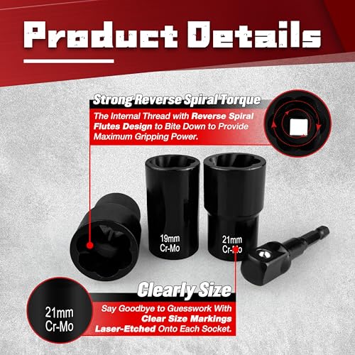 STXDY 10Pcs Bolt Nut Extractor Set, 1/2-Inch Stripped Bolt Extractor Kit, Easy Out Bolt Remover Set for Rusted, Rounded, Damaged Nuts Screws - style: 10Pcs