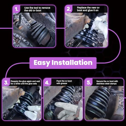 Heavy Duty CVS18 Universal CV Axle Boot Repair Kit, Fits 22-28mm Shafts, 5.04" (128mm) Height, Premium Silicone, Waterproof Dustproof Protection for Chevy GMC Ni-ss-an F150/250/350 ＆ More - size: Kit 1