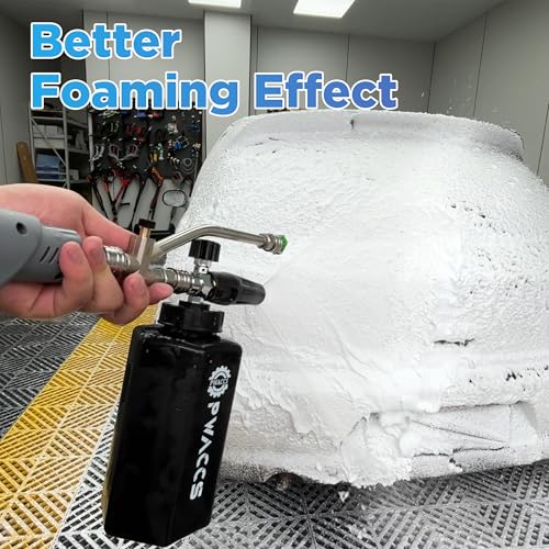 PWACCS Foam Cannon, 1.5 L Pressure Washer Gun with Dual Connector | 4000 PSI, Ideal for Driveways, SUVs & Detailing, Car Wash, Fits Most Pressure Washers with 1/4" Quick-connect - size: M22 14mm