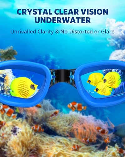 Aegend Swim Goggles, Swimming Goggles No Leaking Full Protect Adult Youth - color: Blue-black