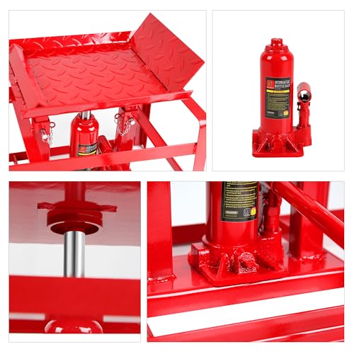 2 Pack Car Ramps 5T 10000lbs Car Ramps for Oil Changes Hydraulic Low Profile Car Lift Service Ramps Truck Trailer Portable Car Ramps for DIY Repair Stores Auto Beauty Stores,Red - size: Red