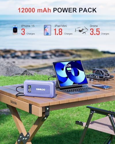 GOOLOO G7 3000A 12V Lithium Jump Starter Booster Pack with Built-in Cable | Supersafe Lithium Jump Box - Portable Power Pack 45W Fast Charging - 10 Safety Protection - For 8.5L Gas & 6L Diesel Engines - color: purple