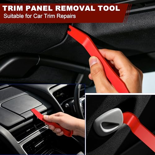10 Pcs Car Trim Removal Tool Kit with Non-Scratch Plastic Pry Tool and Auto Clip Pliers, Automotive Car Trim Rivet Clip Removal Tool for Door Panel Dashboard Body Repair Kit - Red - color: Red