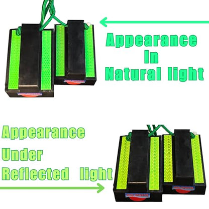 Heavy Duty Rubber Wheel Chocks with Reflective Strips - Set of 4 (8x6x4 Inch) - All-Weather, Non-Slip & Wear-Resistant & Portable Parking Security for Truck, RV, Trailer,SUV (006-Green)