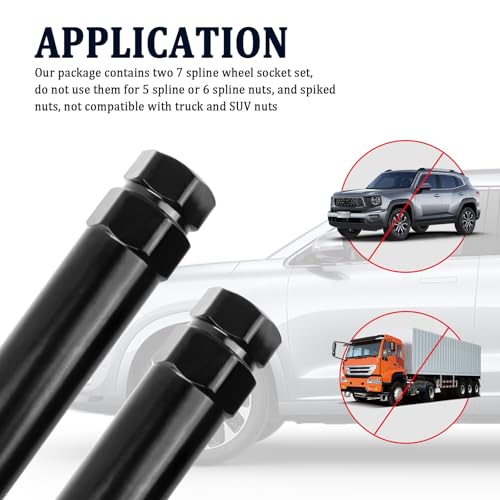 2PCS Lug Nut Socket Set,7 Spline Wheel Lock Removal Kit for Disassembling and Installing Nuts,Universal Automotive Tools Splines Socket Set Compatible 7 Splines Nuts (7 Spline-2 Pack)