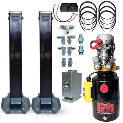 Hydraulic Trailer Jack (24,000 lb) Power Jack 12K x 2 Double Acting, Lift Trailer Jack Stand & Hydraulic Power Unit with (Hydraulic Jack with Bracket) (24k Jack Weld On) - style: 24k Jack Weld On