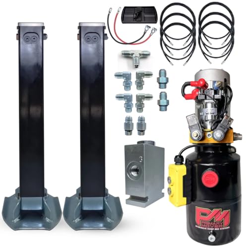 Hydraulic Trailer Jack (24,000 lb) Power Jack 12K x 2 Double Acting, Lift Trailer Jack Stand & Hydraulic Power Unit with (Hydraulic Jack with Bracket) (24k Jack Weld On) - style: 24k Jack Weld On