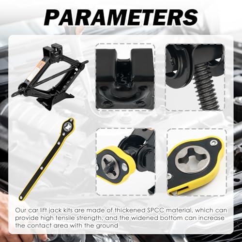Heavy Duty Scissor Jack for Car,Portable Scissor Car Jack Kit with 1.5T (3307lbs) Capacity & Ratchet Handle,Essential Cars Tire Changing Kit as Cars Emergency Kits