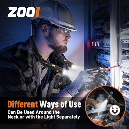 ZOOI Rechargeable Neck Work Light with 150° Adjustable Angle, Gifts for Men, Detachable Neck Flashlight Lamp for Reading, Dad Mens Gifts for Him Dad Husband, Cool Gadgets Stuff for Camping, Fishing