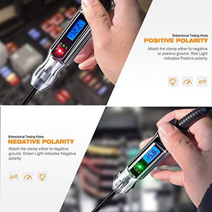 3-72V Backlit Digital LCD Circuit Tester, 140 Inch Wire & 2 LED Lights | ±0.2V Accuracy, Bidirectional Voltage Tester, Low Power, Anti-Lost Probe Protective Tip, LCD Digital Blue Backlight Display